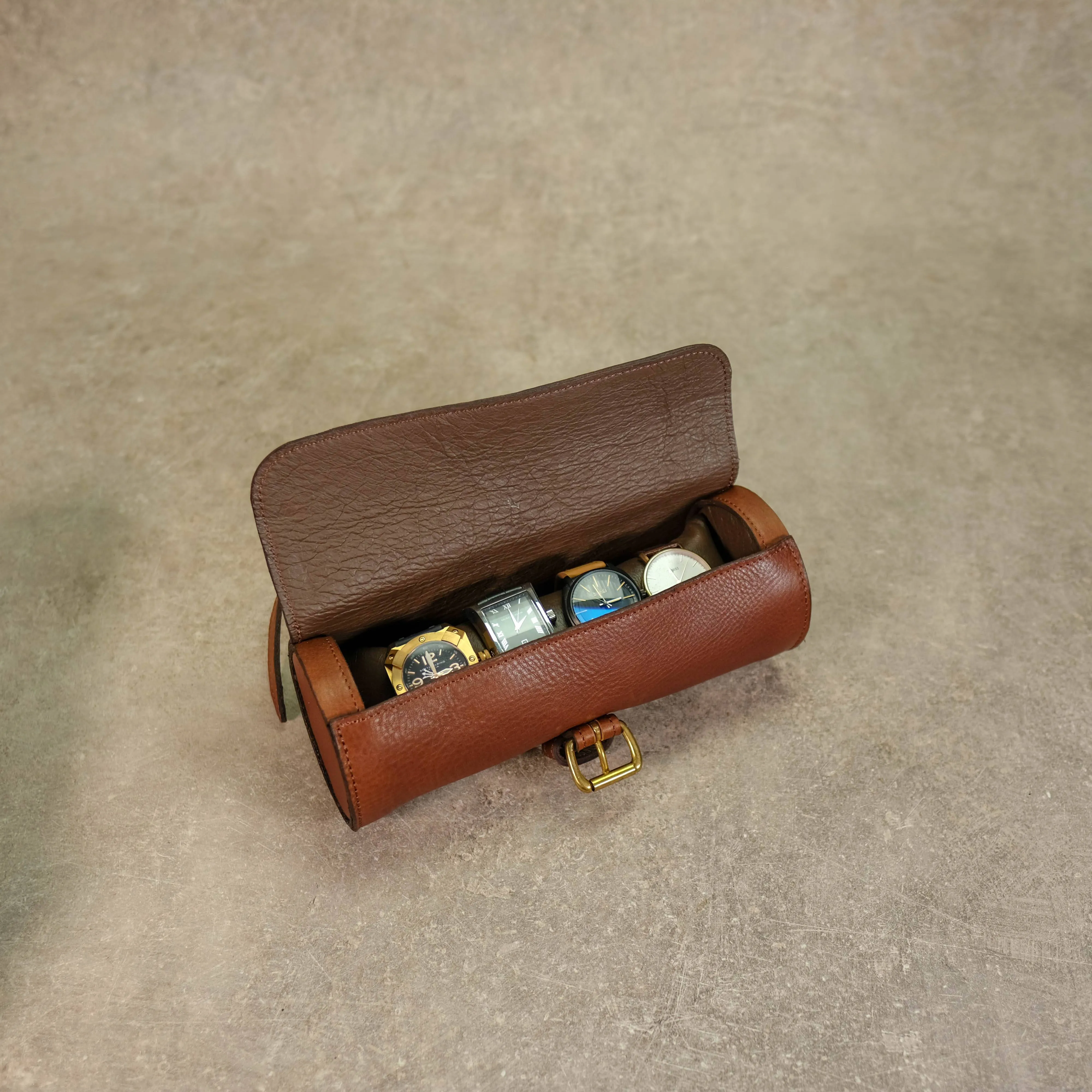 Leather Watch Roll for 4 Watches