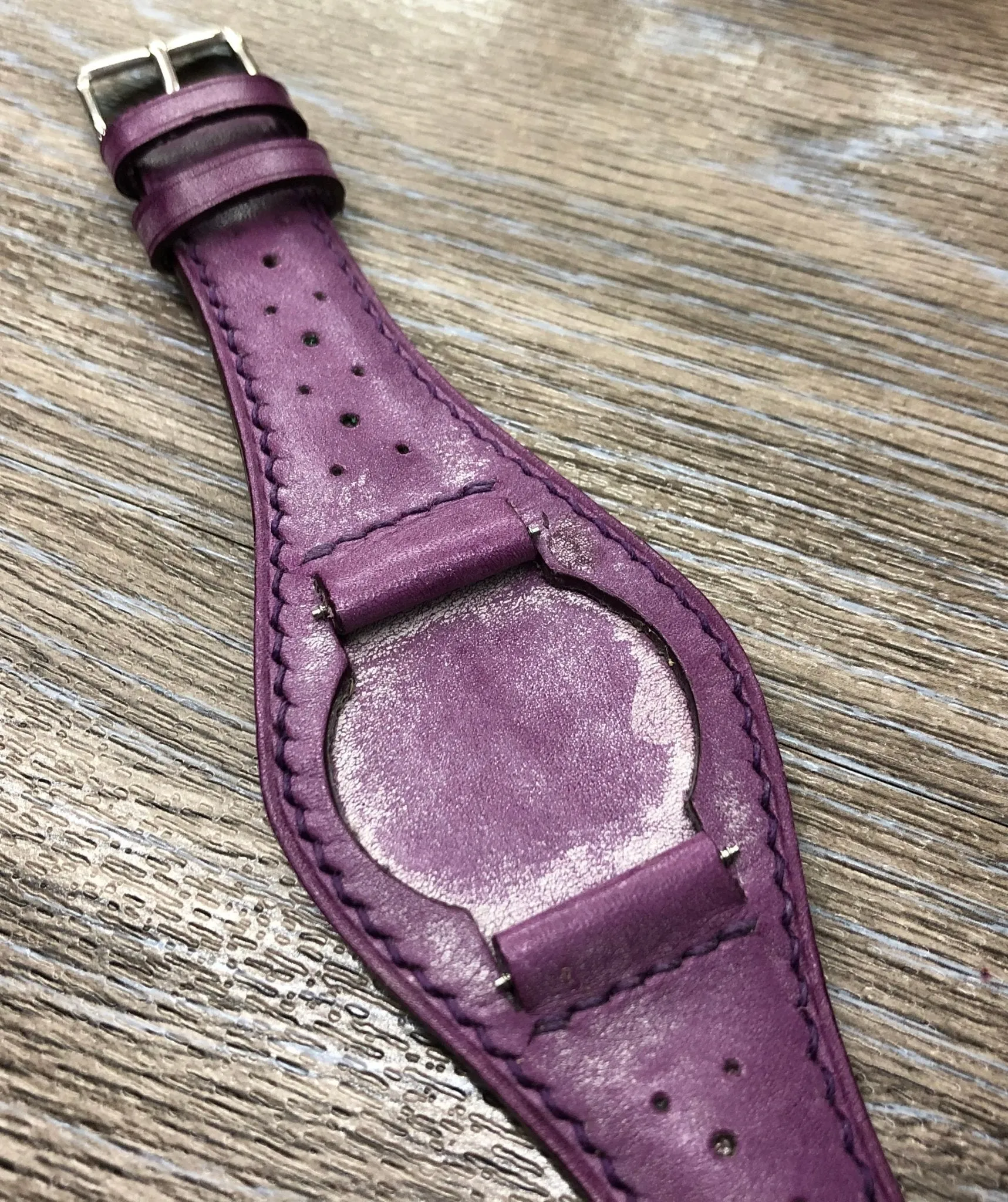 Leather Watch Straps 20mm, Leather Bund Straps, 19mm Leather Cuff Watch Bands, Vintage Purple Mens Wrist Watchbands