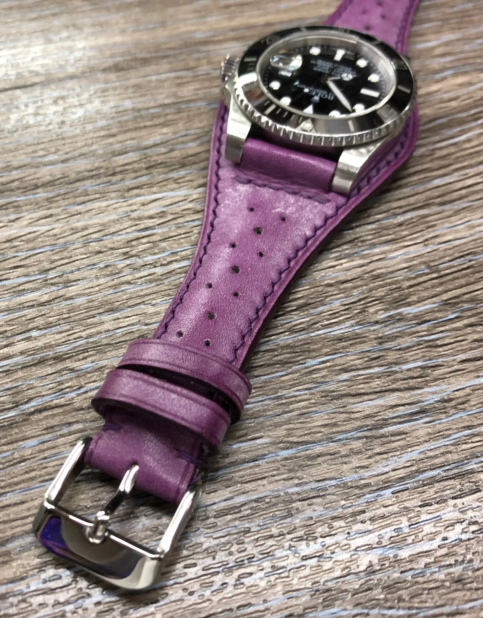 Leather Watch Straps 20mm, Leather Bund Straps, 19mm Leather Cuff Watch Bands, Vintage Purple Mens Wrist Watchbands