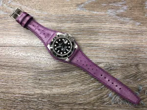 Leather Watch Straps 20mm, Leather Bund Straps, 19mm Leather Cuff Watch Bands, Vintage Purple Mens Wrist Watchbands