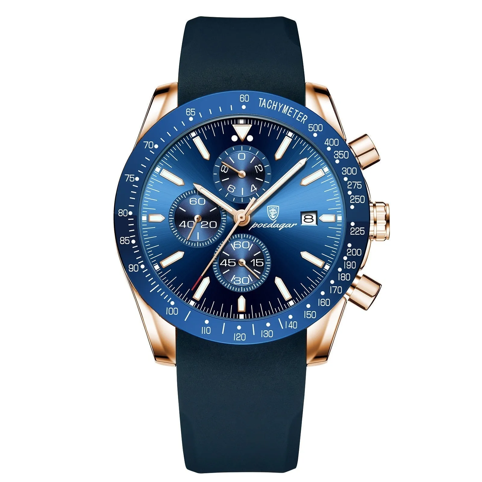 Lichtgevend datum chronograaf horloge