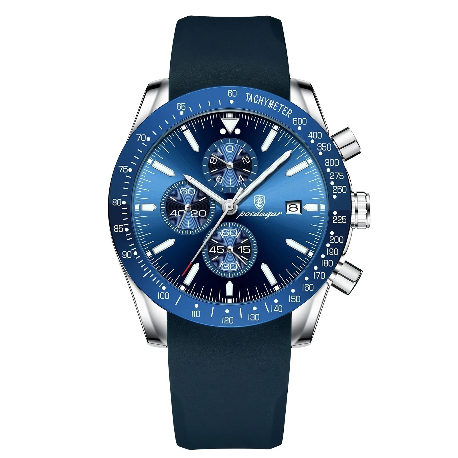 Lichtgevend datum chronograaf horloge