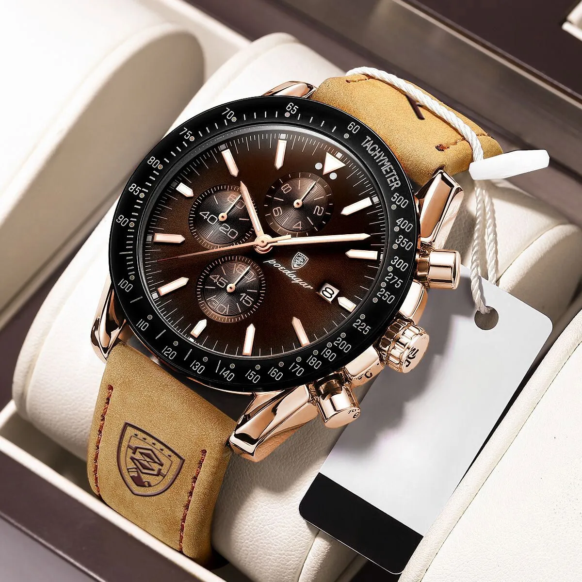 Lichtgevend datum chronograaf horloge
