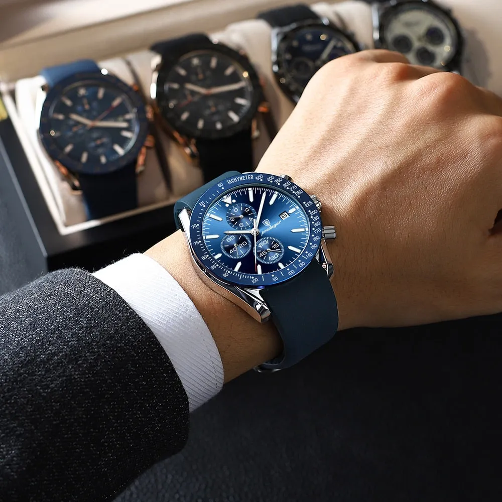 Lichtgevend datum chronograaf horloge