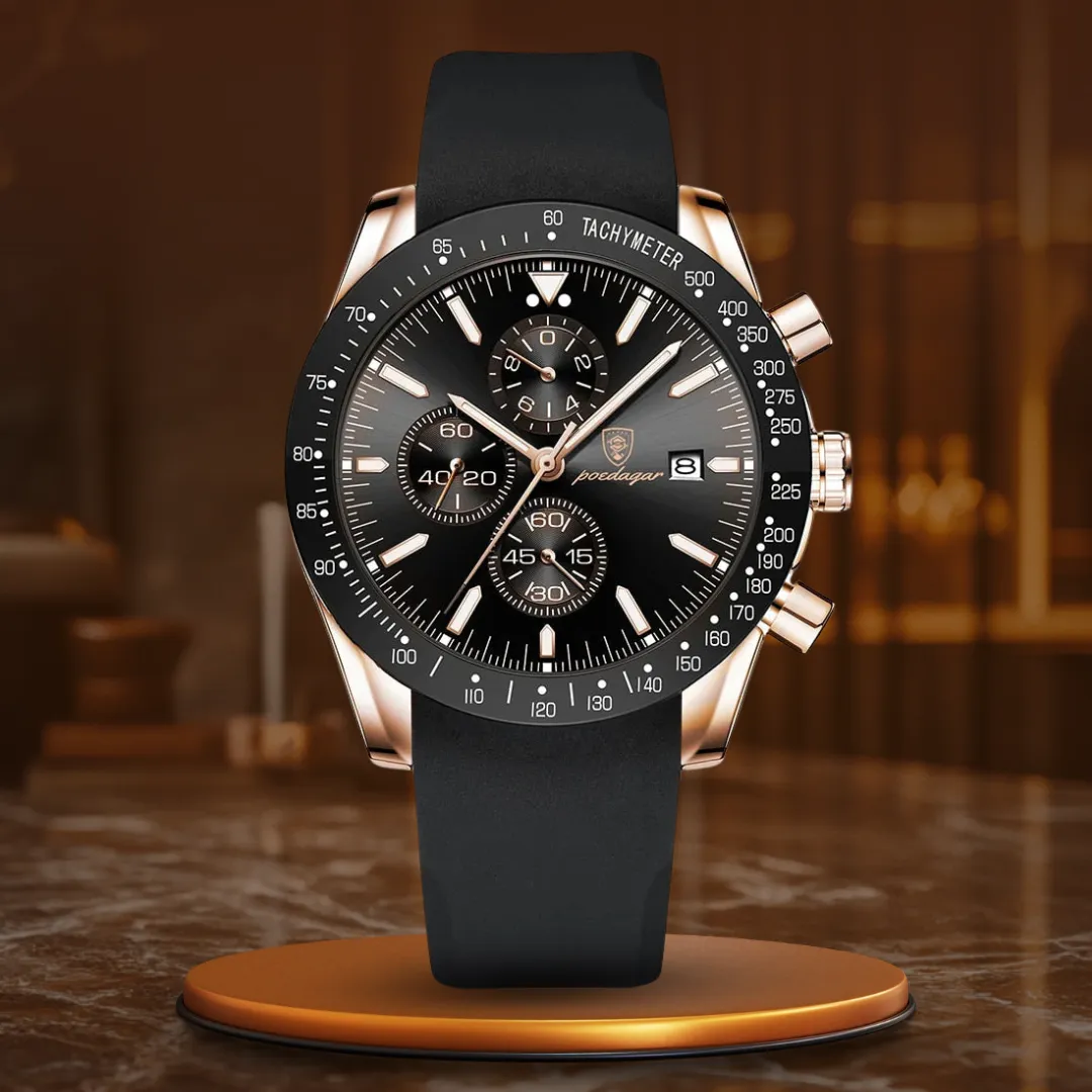 Lichtgevend datum chronograaf horloge