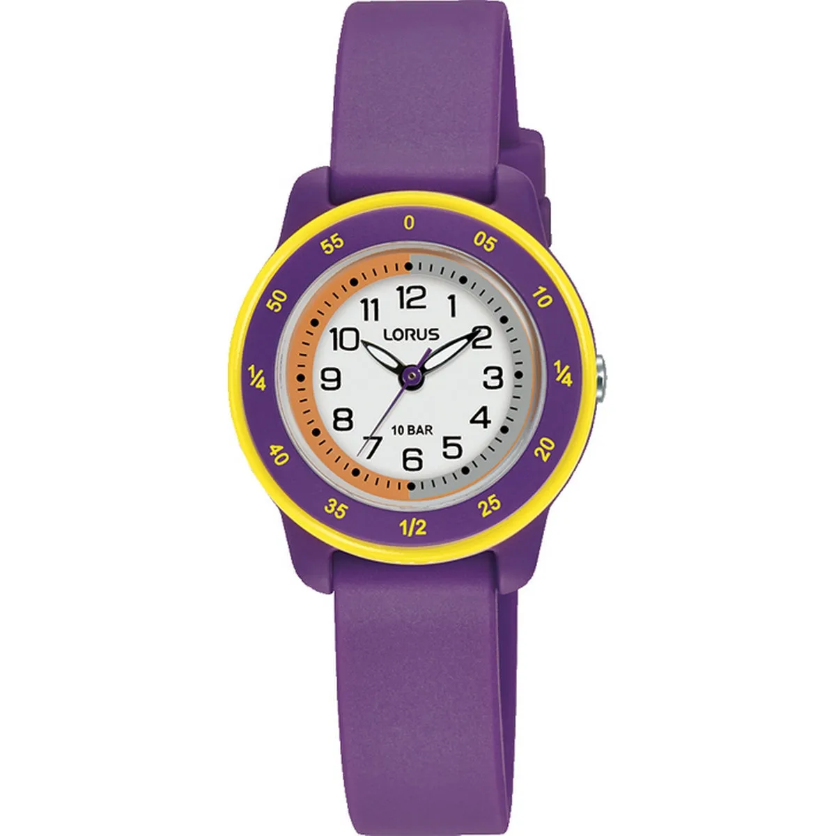 lorus quartz time teacher kids white dial purple silicone strap watch