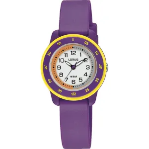 lorus quartz time teacher kids white dial purple silicone strap watch