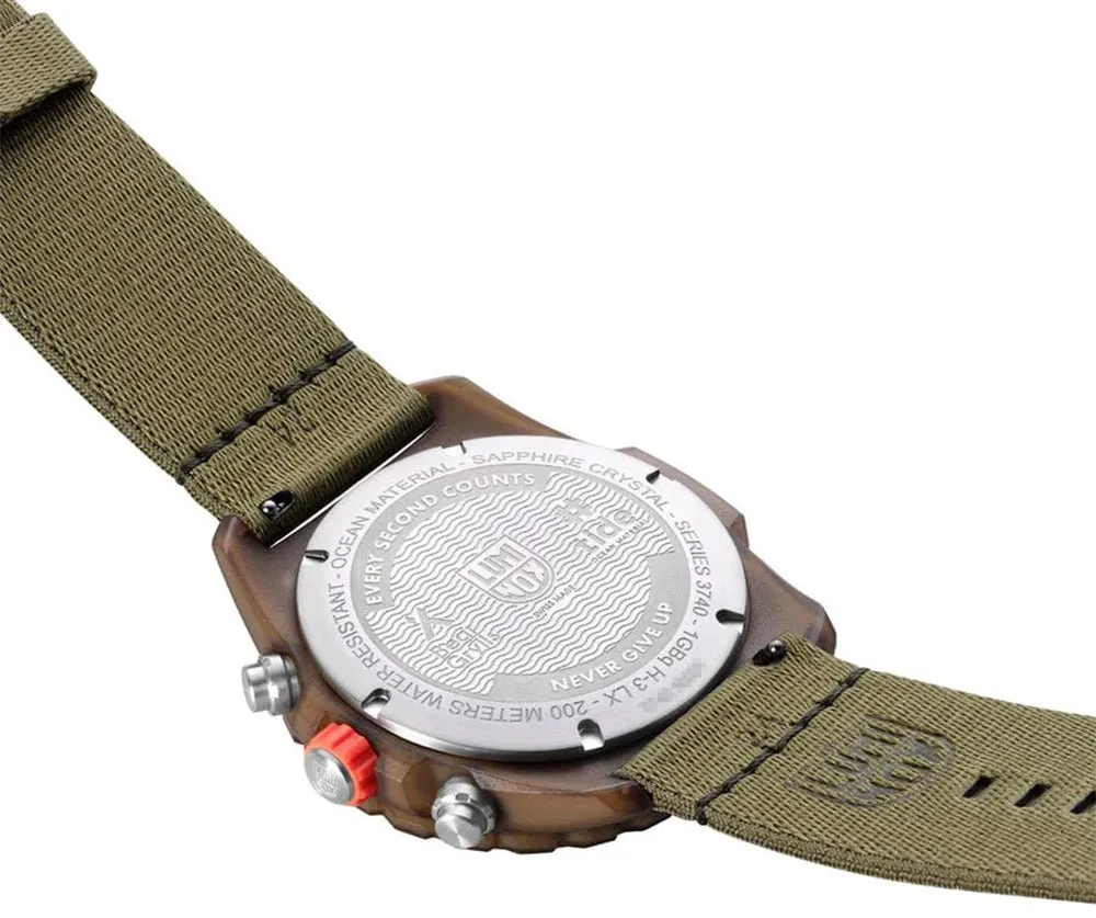 Luminox Bear Grylls Survival ECO Master Chronograph Green Dial Green Textile Strap Date Divers Quartz Mens Watch XB.3757.ECO