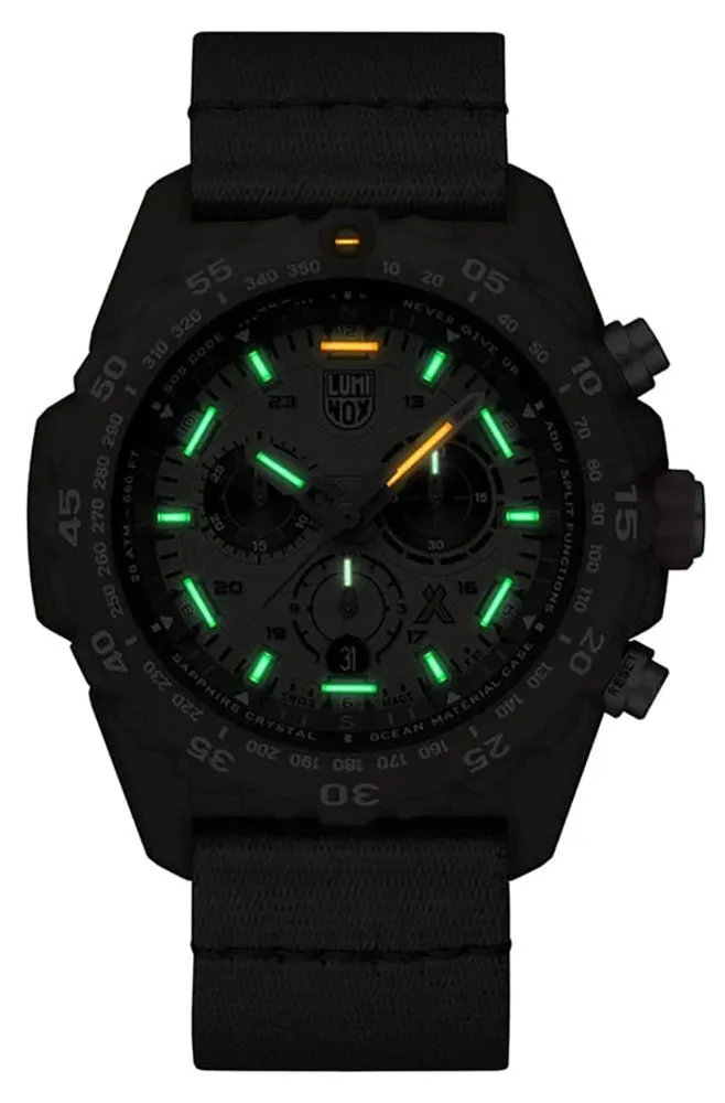 Luminox Bear Grylls Survival ECO Master Chronograph Green Dial Green Textile Strap Date Divers Quartz Mens Watch XB.3757.ECO