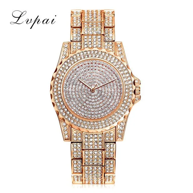 Lvpai Top Brand Silver Luxury Women Dress Watch Rhinestone Ceramic Crystal Quartz Watches Magic Women Wrist Watch Female LP033