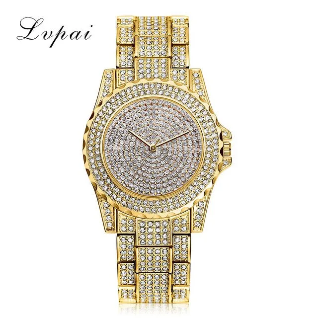 Lvpai Top Brand Silver Luxury Women Dress Watch Rhinestone Ceramic Crystal Quartz Watches Magic Women Wrist Watch Female LP033
