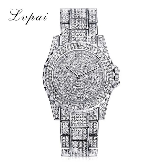 Lvpai Top Brand Silver Luxury Women Dress Watch Rhinestone Ceramic Crystal Quartz Watches Magic Women Wrist Watch Female LP033