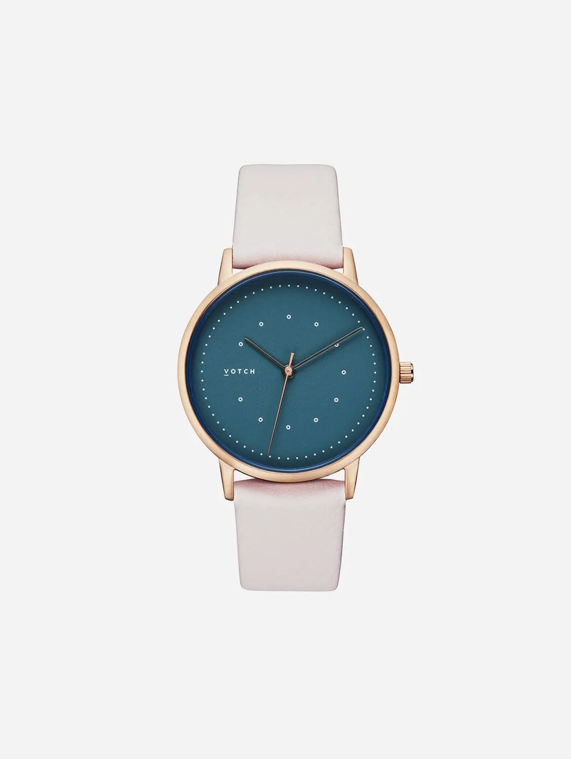 Lyka Watch with Rose Gold & Blue Dial | Light Grey Vegan Leather Strap