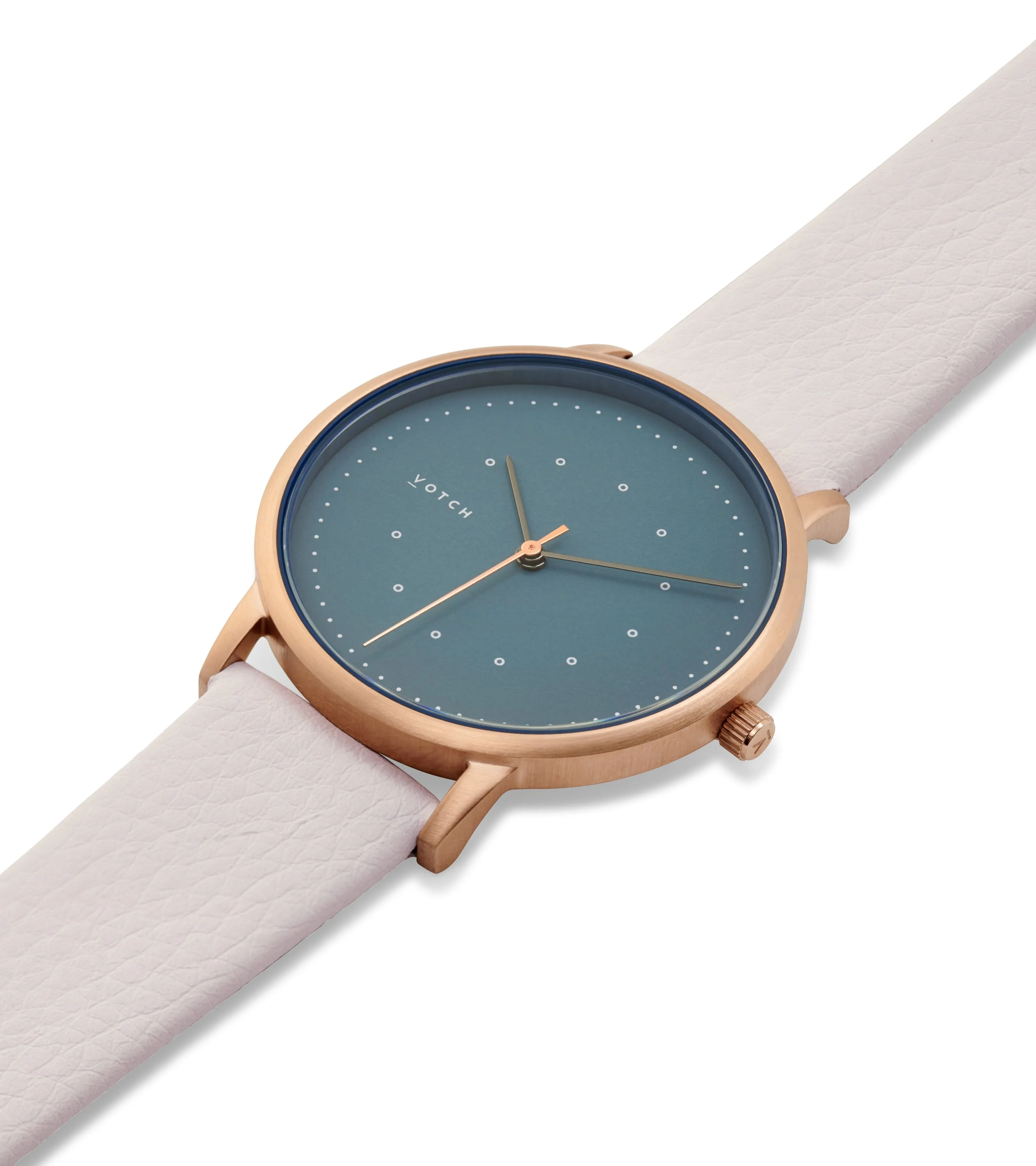 Lyka Watch with Rose Gold & Blue Dial | Light Grey Vegan Leather Strap