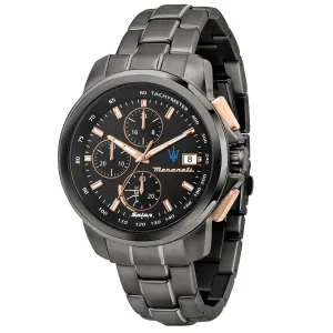 Maserati Successo Solar 44mm Gun Metal Chronograph Watch