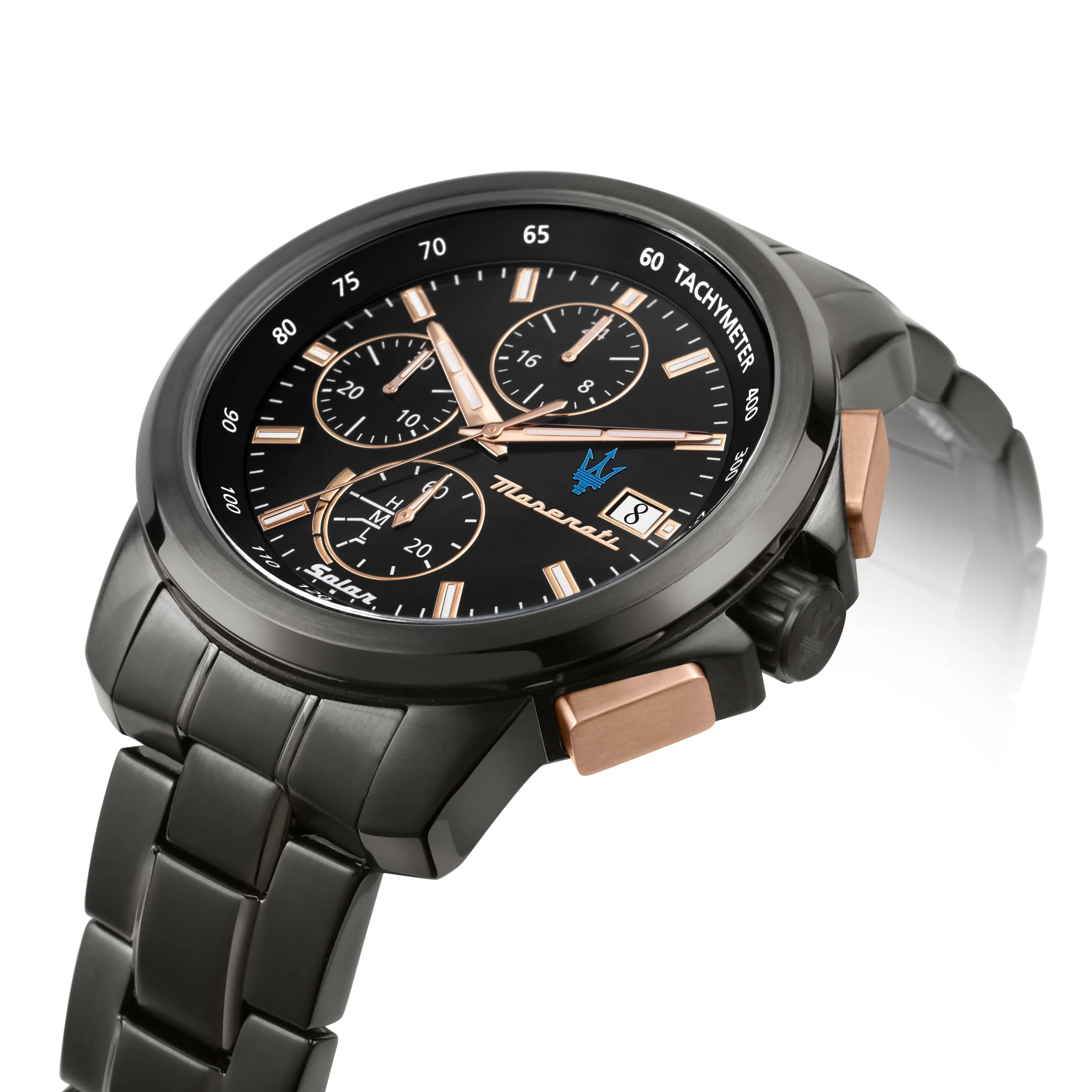 Maserati Successo Solar 44mm Gun Metal Chronograph Watch