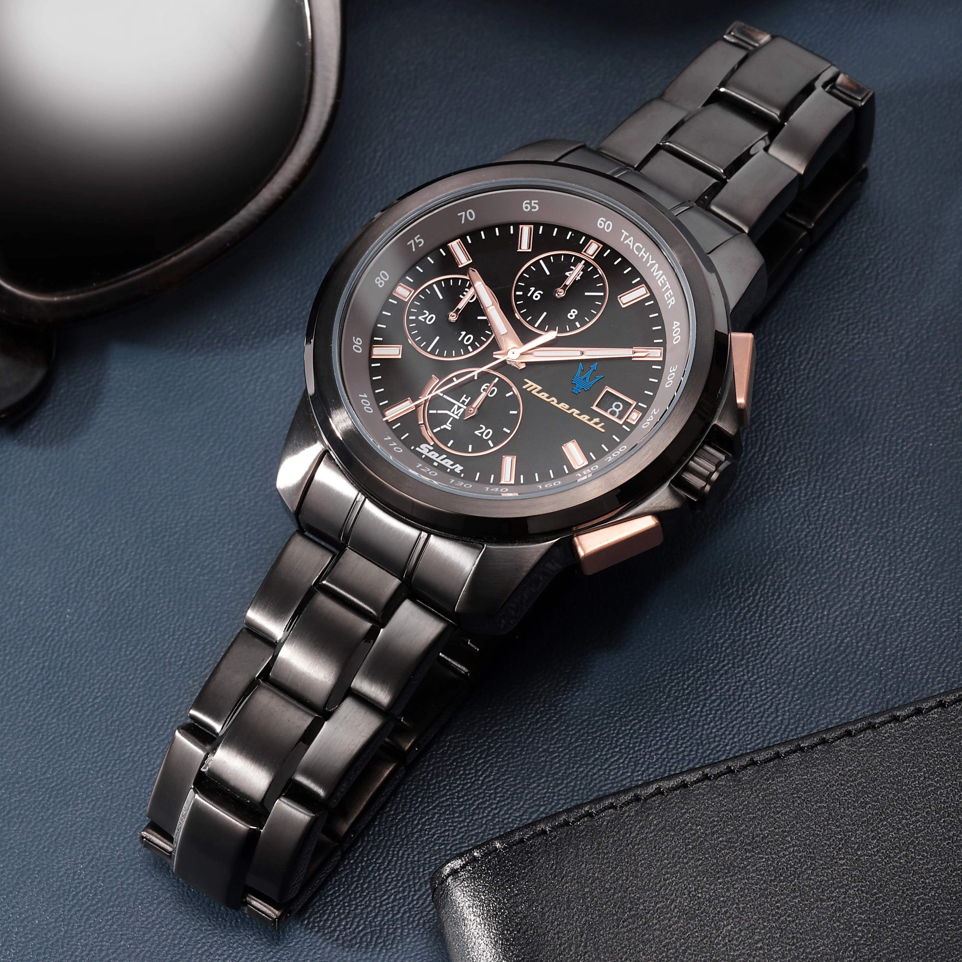 Maserati Successo Solar 44mm Gun Metal Chronograph Watch