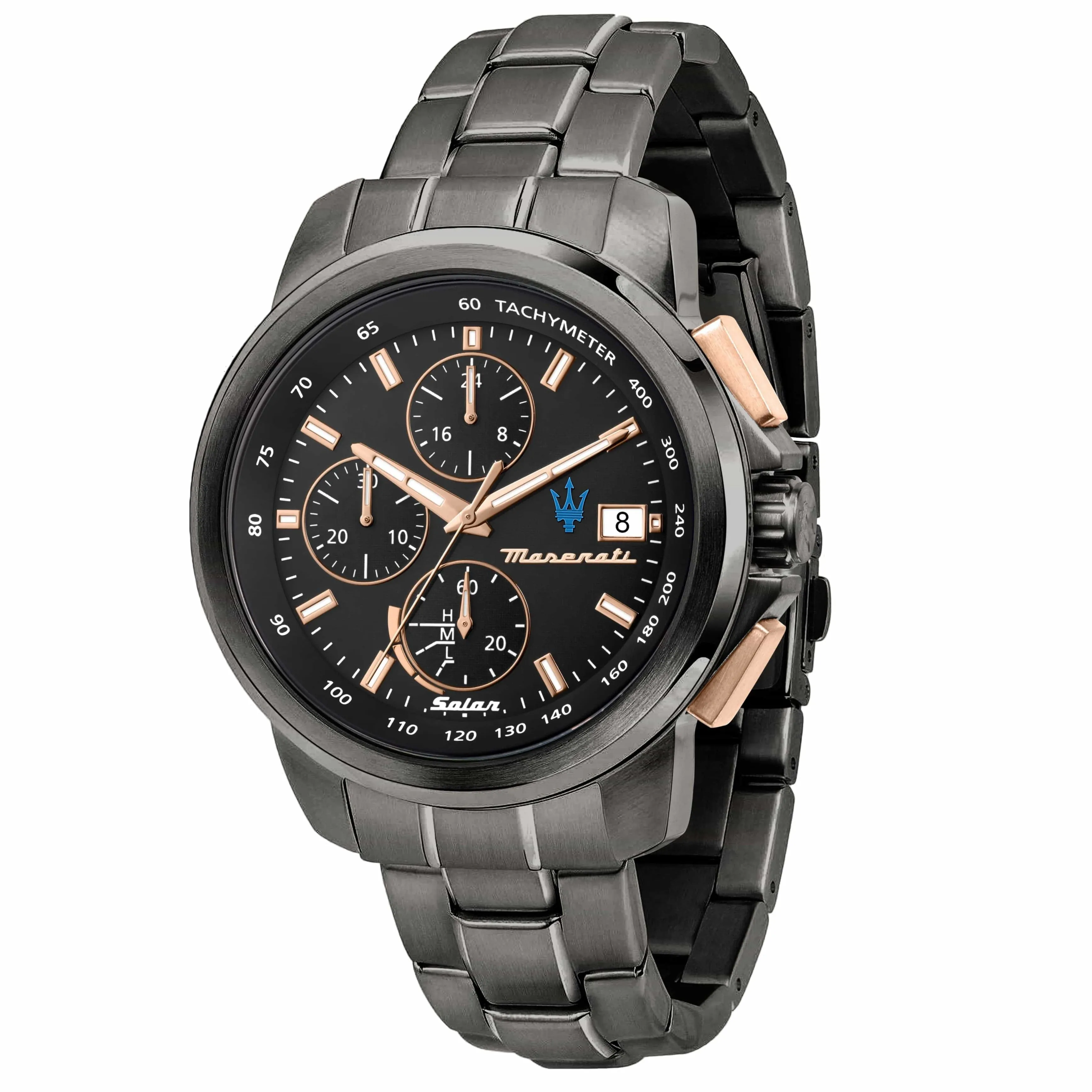 Maserati Successo Solar 44mm Gun Metal Chronograph Watch