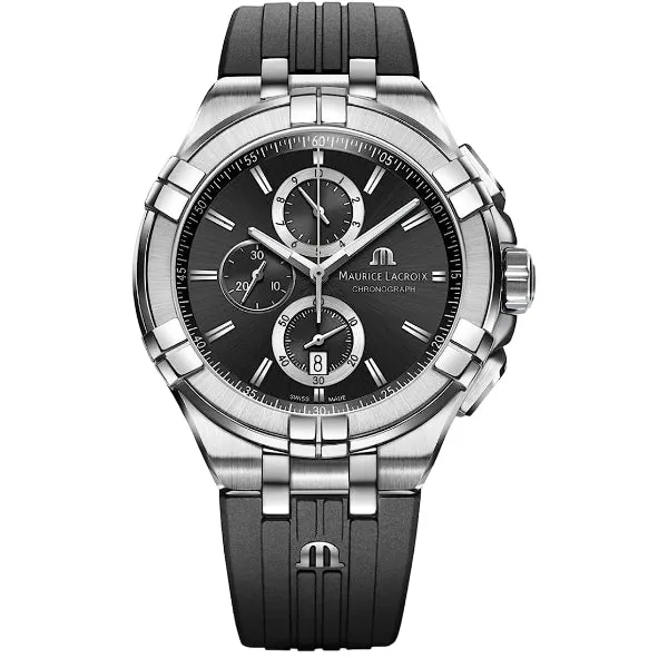 Maurice Lacroix Aikon Black Silicone Strap Black Dial Quartz Watch for Gents -AI1018-SS001-330-2