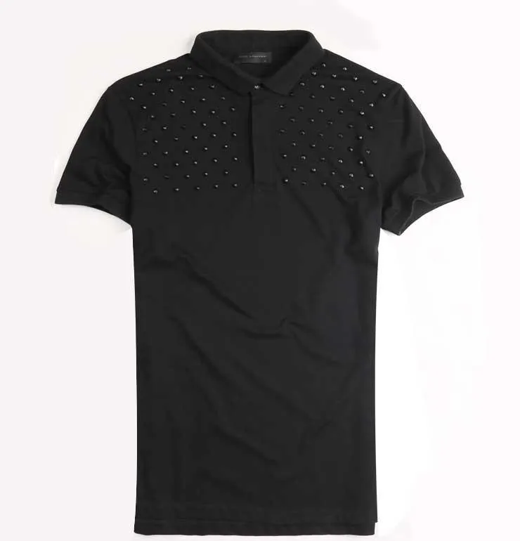 Men's Black Rivet Decorative T-Shirt