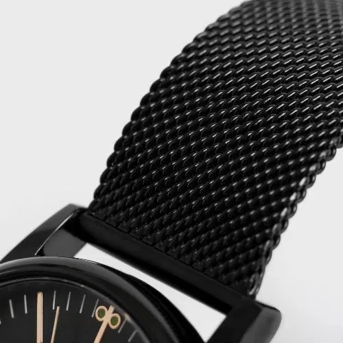 Men's Watch Stylish Black Steel Mesh-Belt
