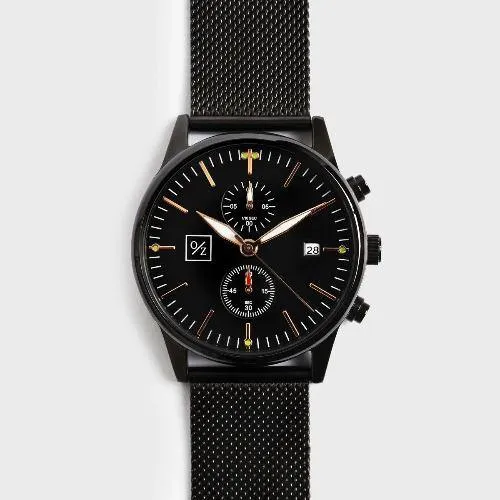 Men's Watch Stylish Black Steel Mesh-Belt