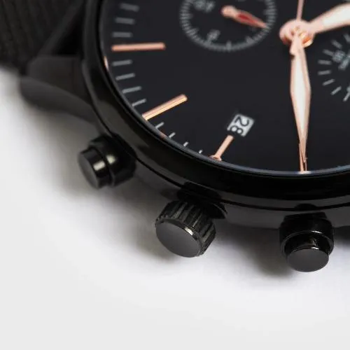 Men's Watch Stylish Black Steel Mesh-Belt