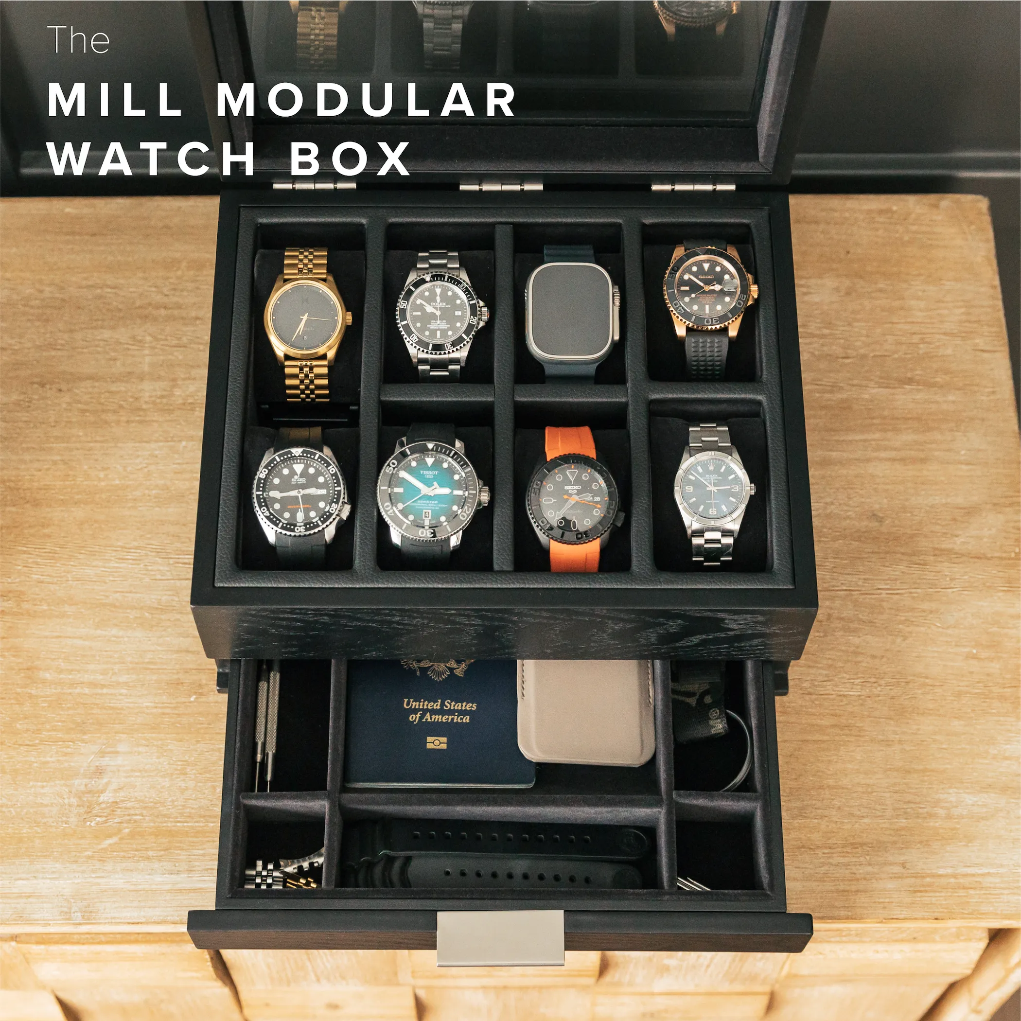 Mill Watch Box 8 Slot | Black