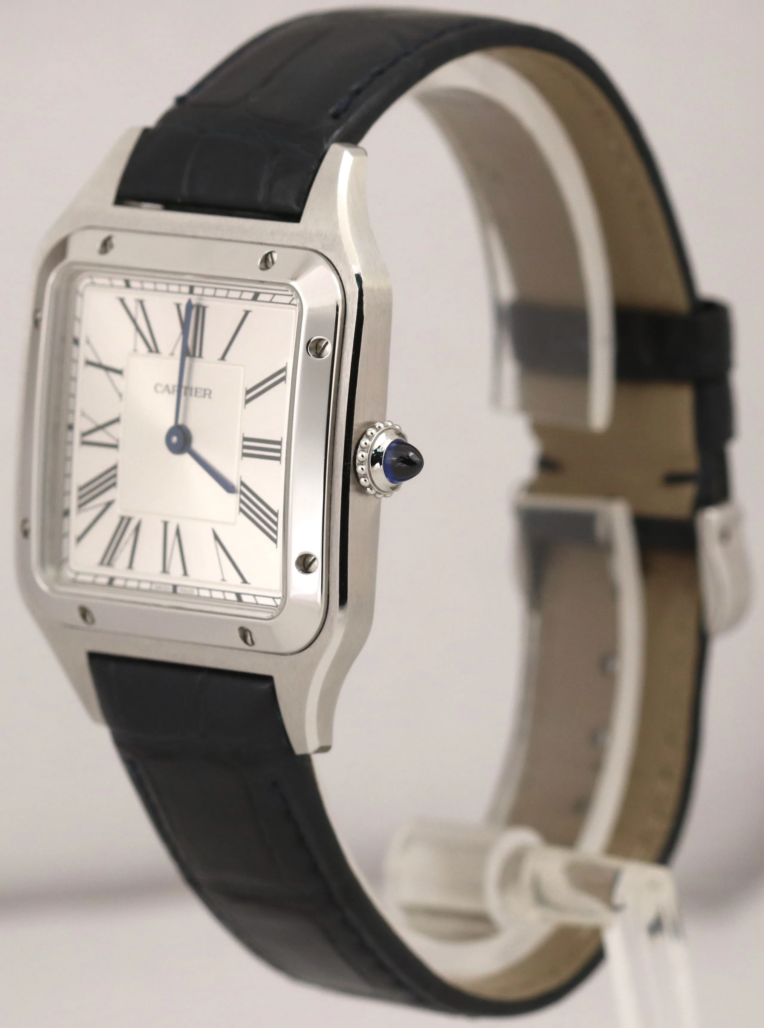 MINT 2024 PAPERS Cartier Santos Dumont SILVER Leather 4240 WSSA0022 31.4mm BOX
