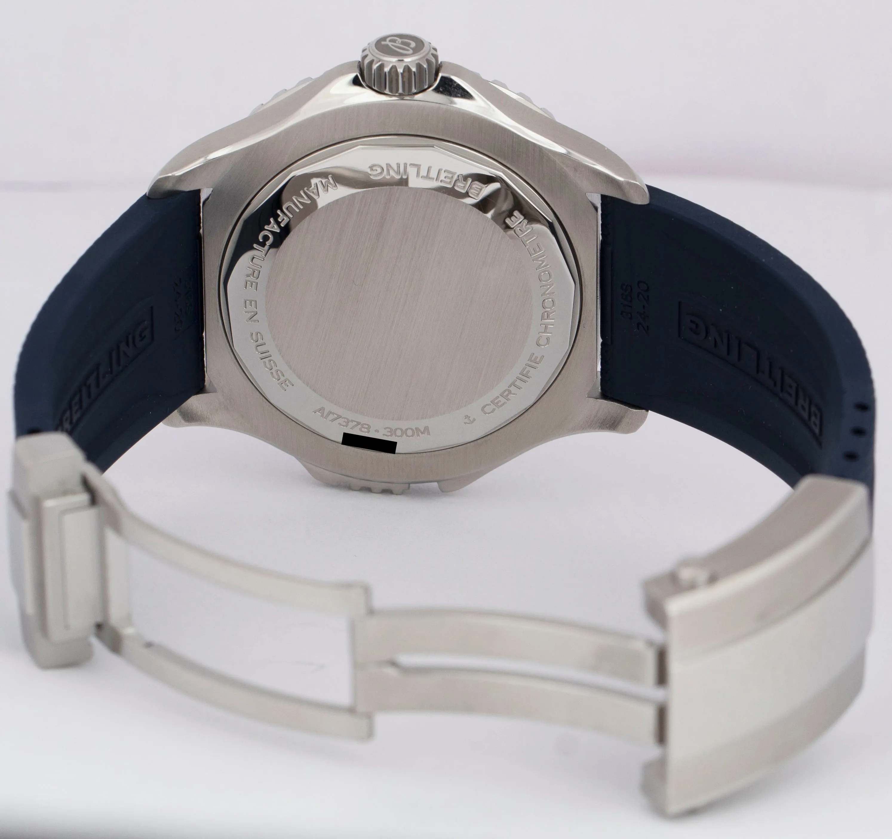 MINT Breitling SuperOcean 46mm BLUE Rubber Steel Automatic Watch A17378 BOX