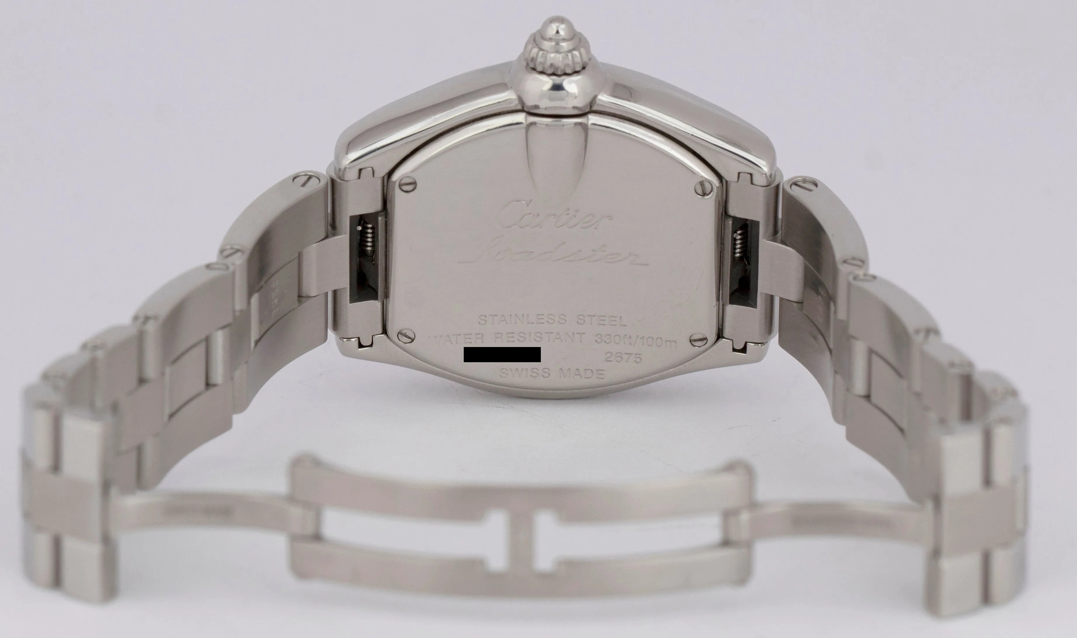 MINT Cartier Roadster SILVER Roman 2675 31mm W62016V3 Quartz Stainless Watch BOX