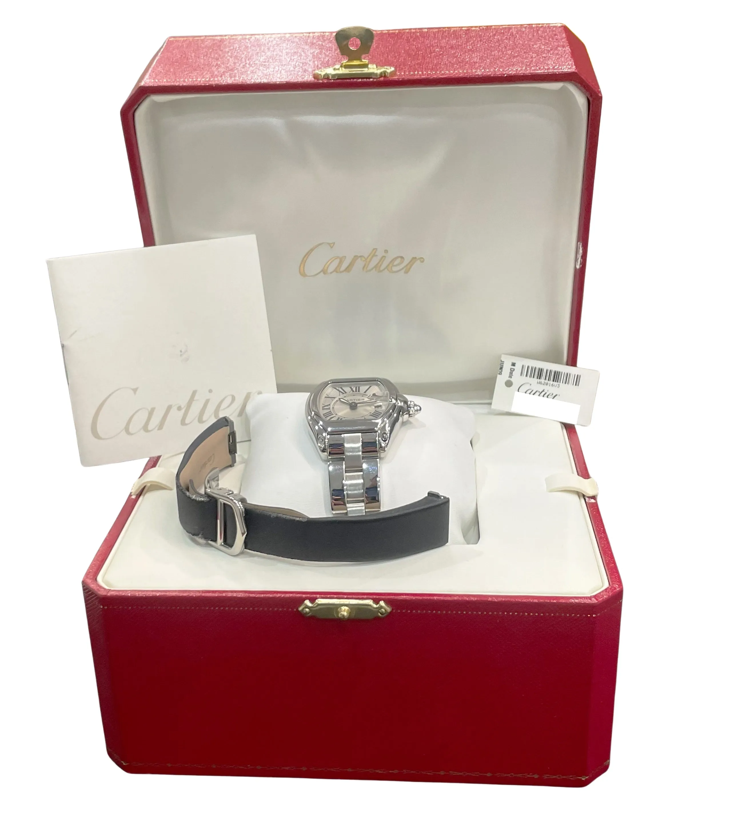 MINT Cartier Roadster SILVER Roman 2675 31mm W62016V3 Quartz Stainless Watch BOX