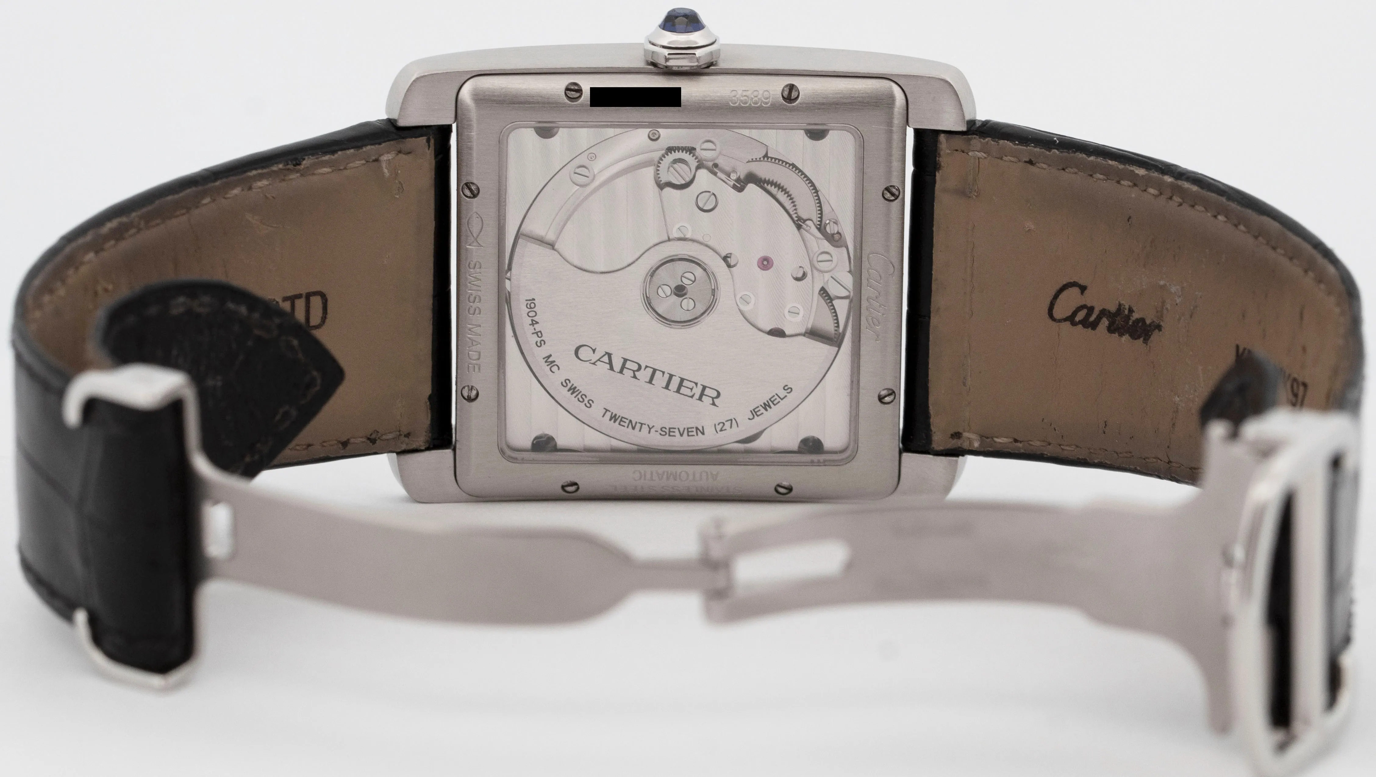 MINT Cartier Tank MC SILVER ROMAN Automatic Leather 34mm x 24mm 3589 W5330003
