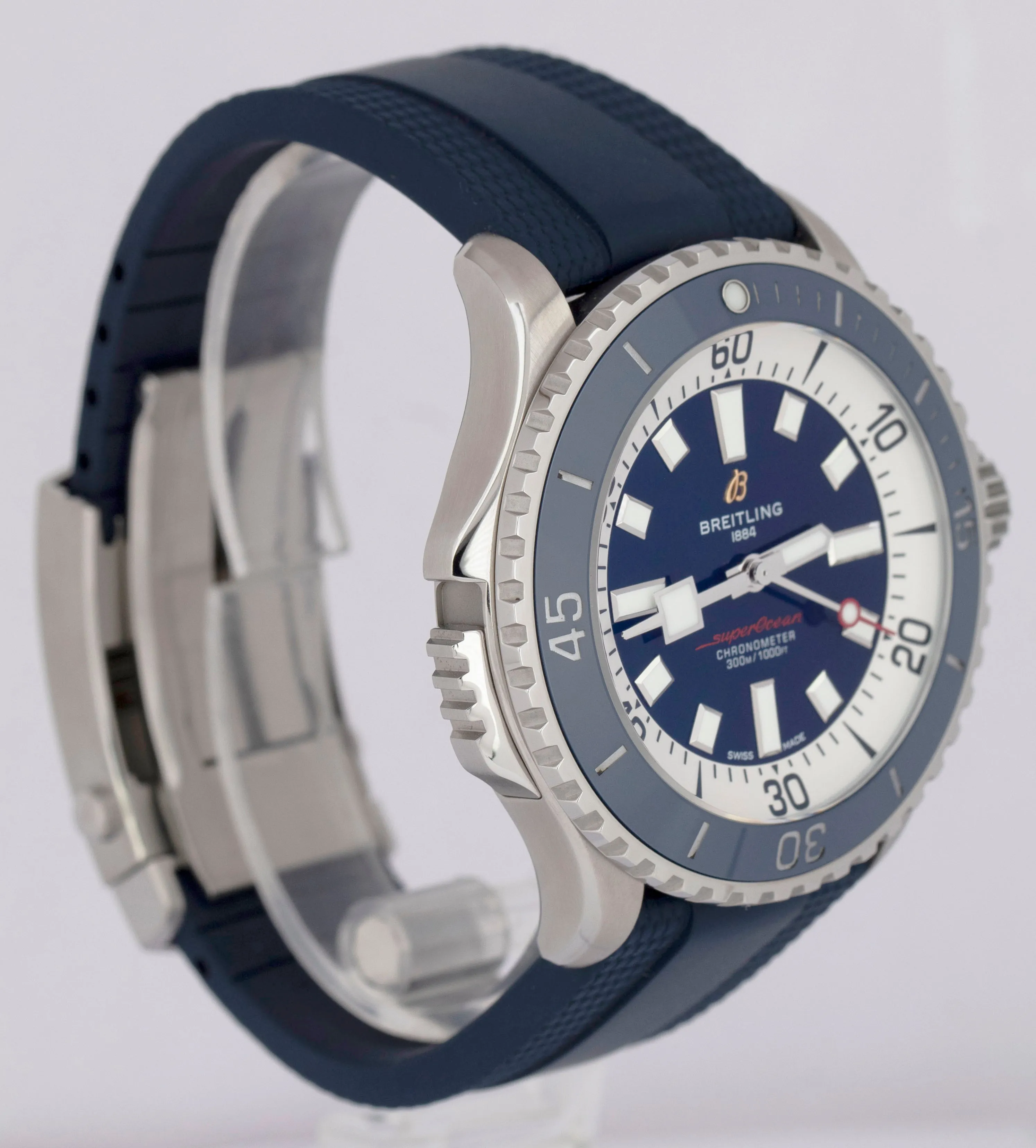 MINT PAPERS Breitling SuperOcean 42mm BLUE Rubber Automatic Watch A17375 BOX