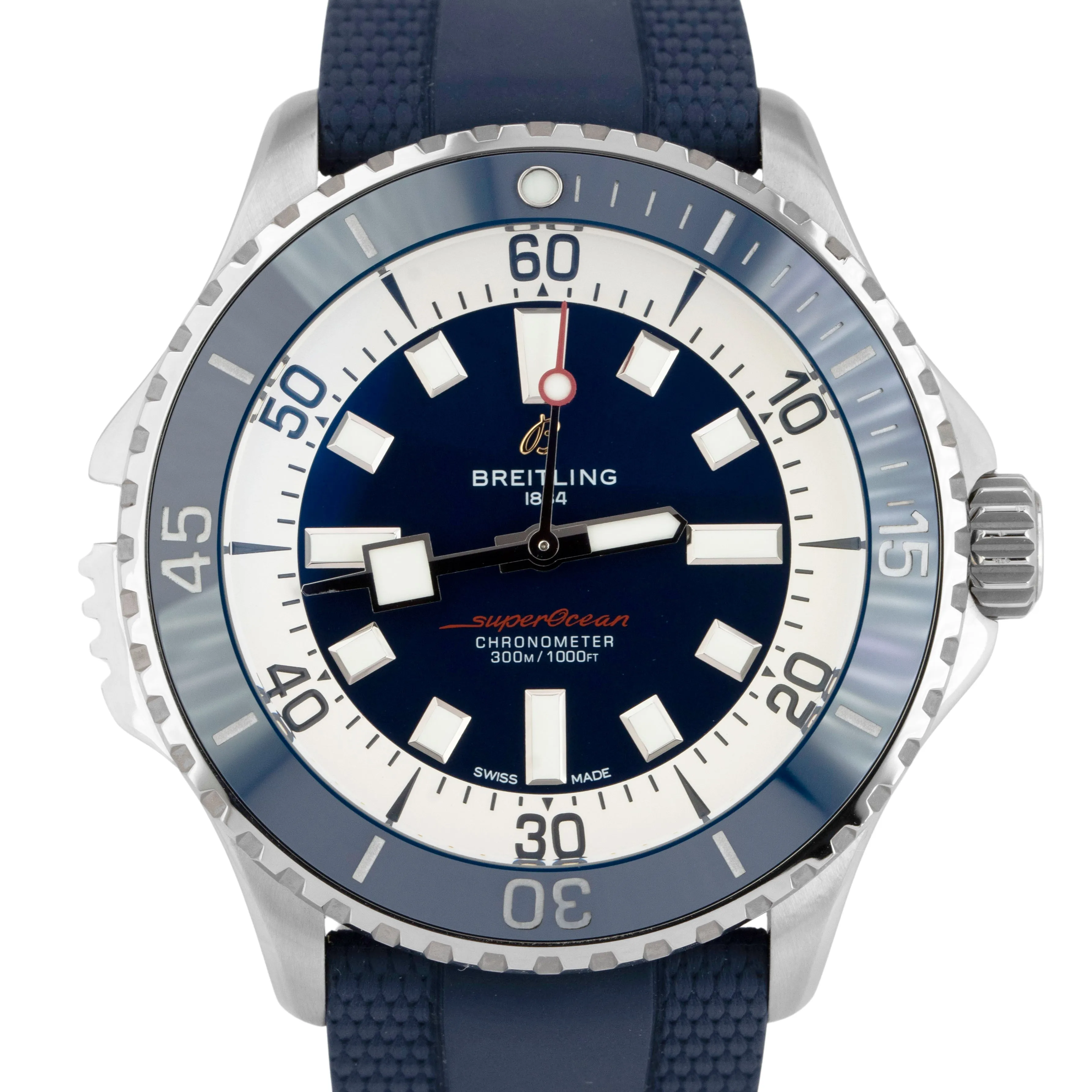MINT PAPERS Breitling SuperOcean 42mm BLUE Rubber Automatic Watch A17375 BOX