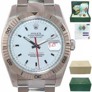 MINT PAPERS Rolex DateJust 116264 Turn-O-Graph White Thunderbird Steel 18k Watch