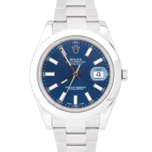 MINT PAPERS Rolex DateJust II Blue Smooth Steel 41mm Oyster Watch 116300 B P