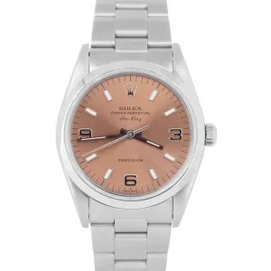 MINT Rolex Air-King Precision Salmon Stainless Steel 34mm Automatic Watch 14000
