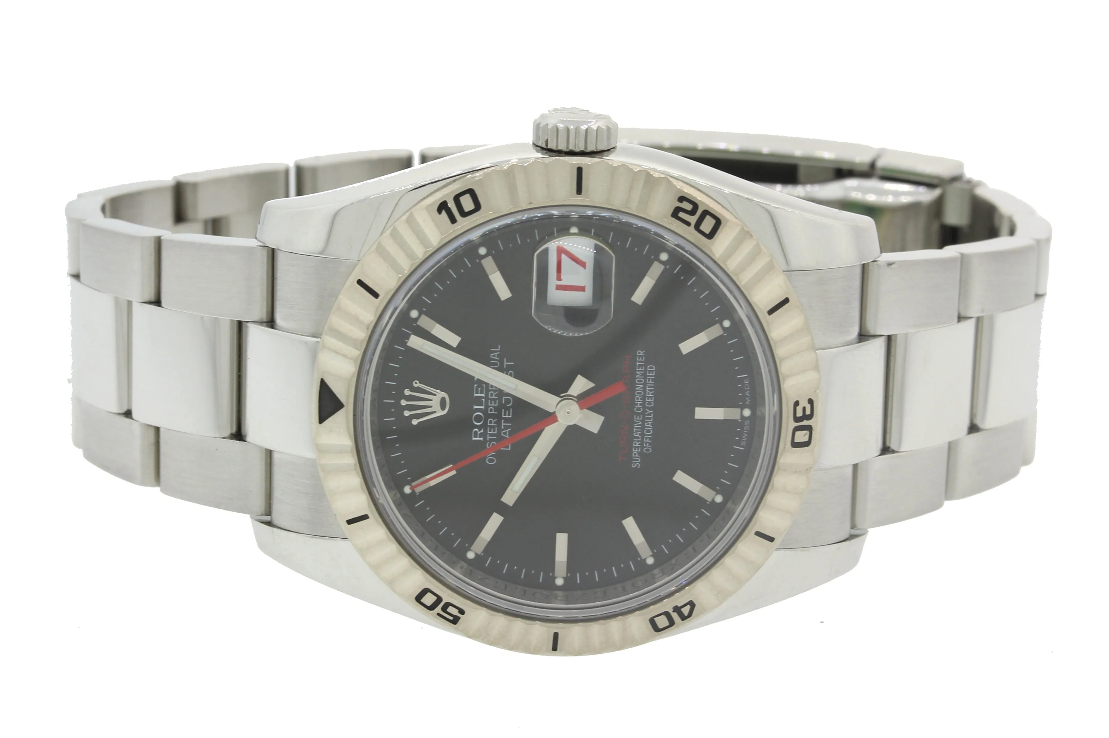 MINT Rolex DateJust 116264 Turn-O-Graph Thunderbird Steel Black Gold 36mm Watch