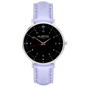 Moderna Vegan Leather Watch Silver, Black & Lilac