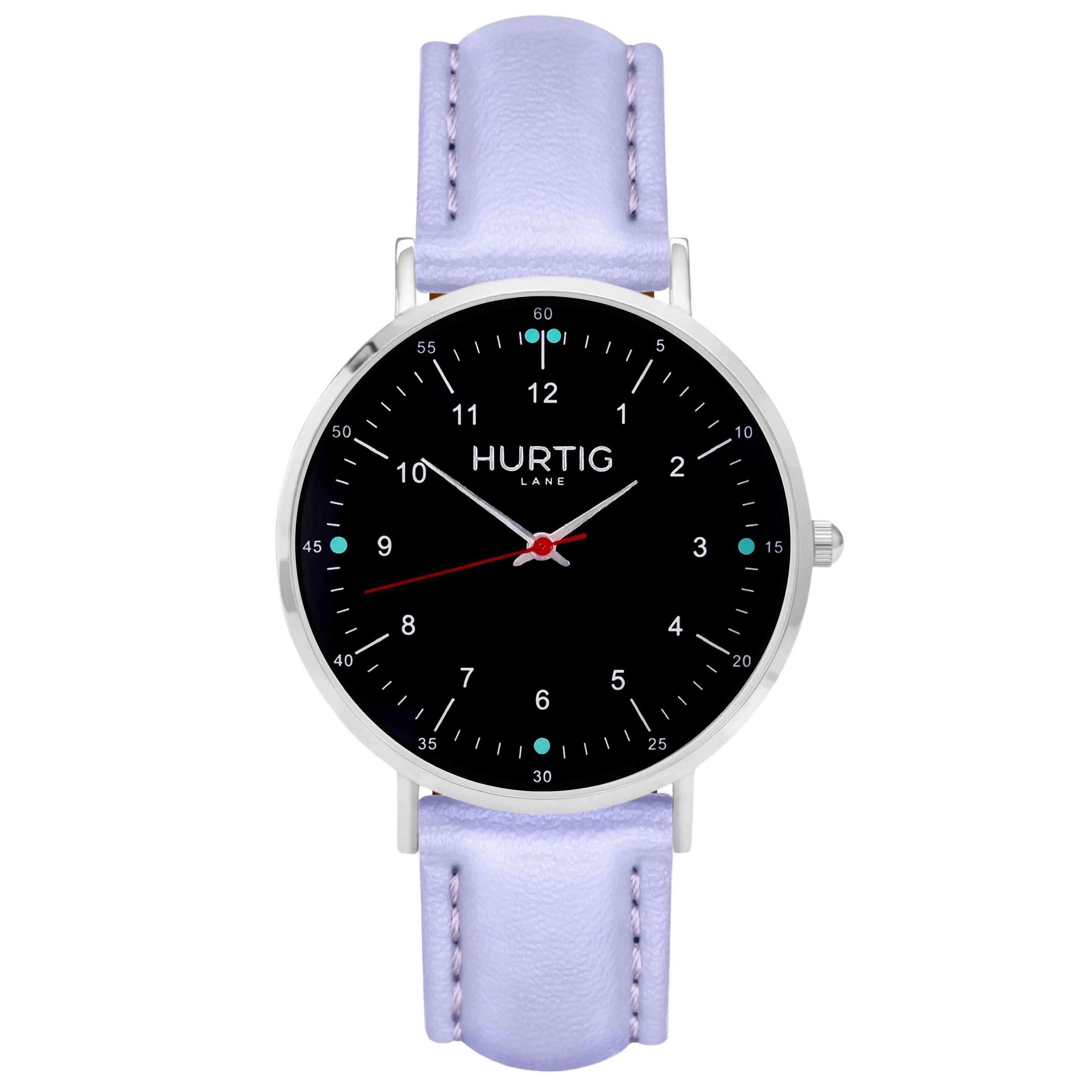 Moderna Vegan Leather Watch Silver, Black & Lilac