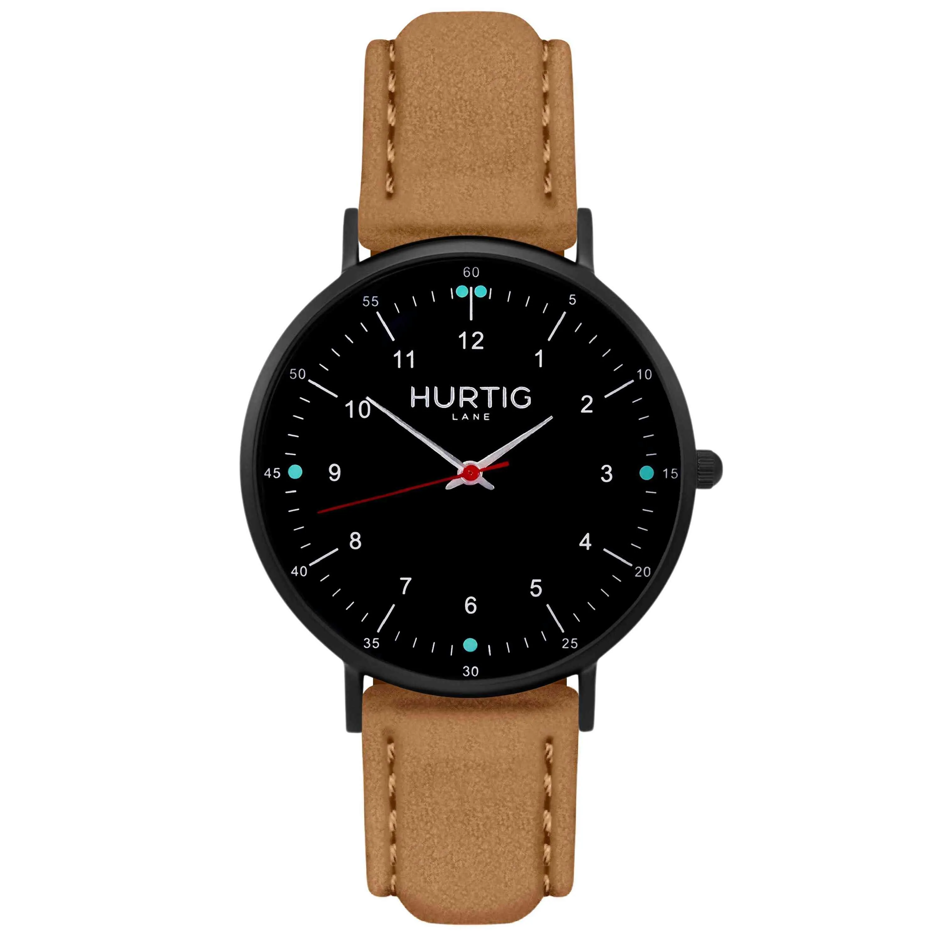 Moderna Vegan Suede Watch All Black & Forest Green