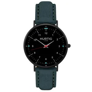 Moderna Vegan Suede Watch All Black & Forest Green