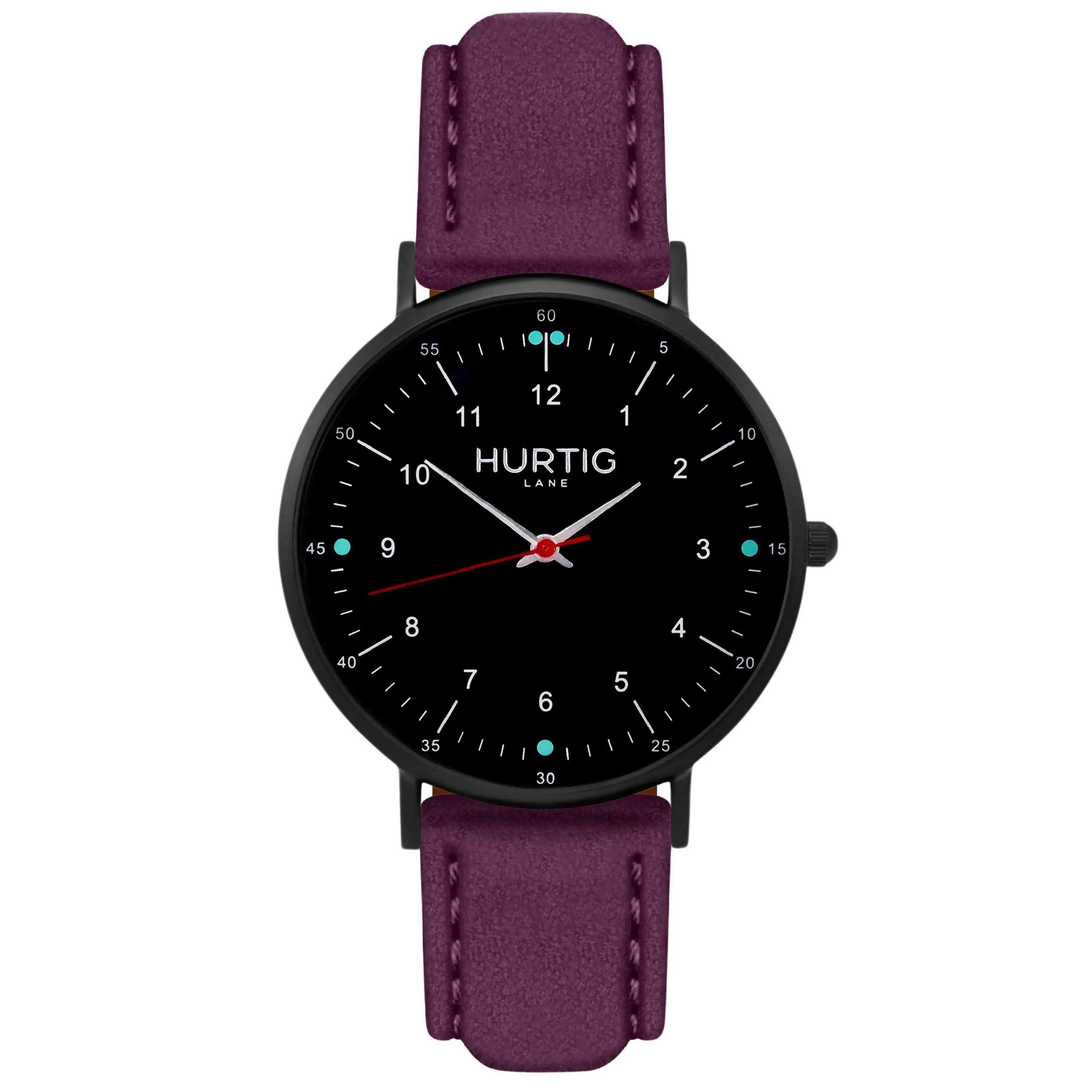 Moderna Vegan Suede Watch All Black & Forest Green