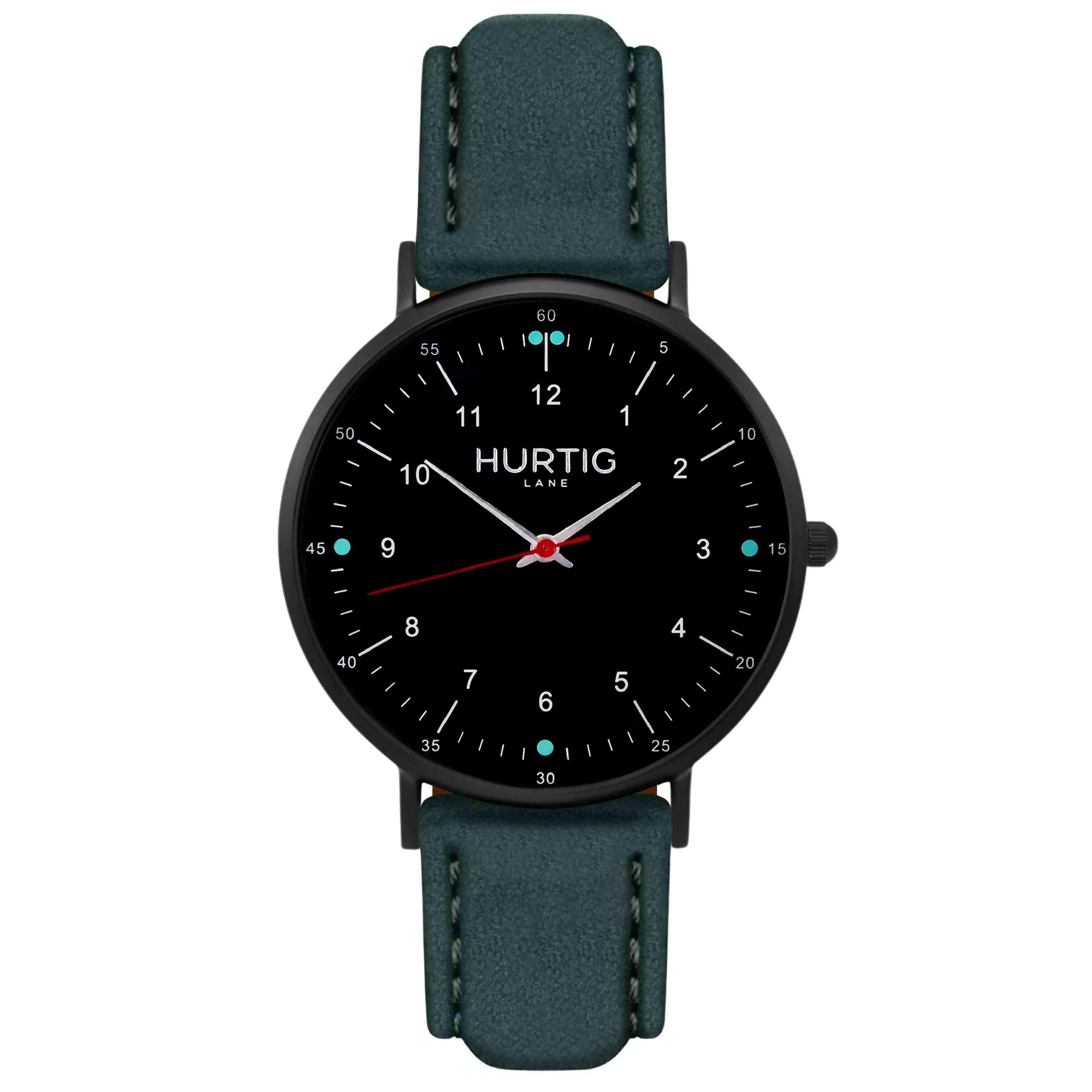 Moderna Vegan Suede Watch All Black & Forest Green