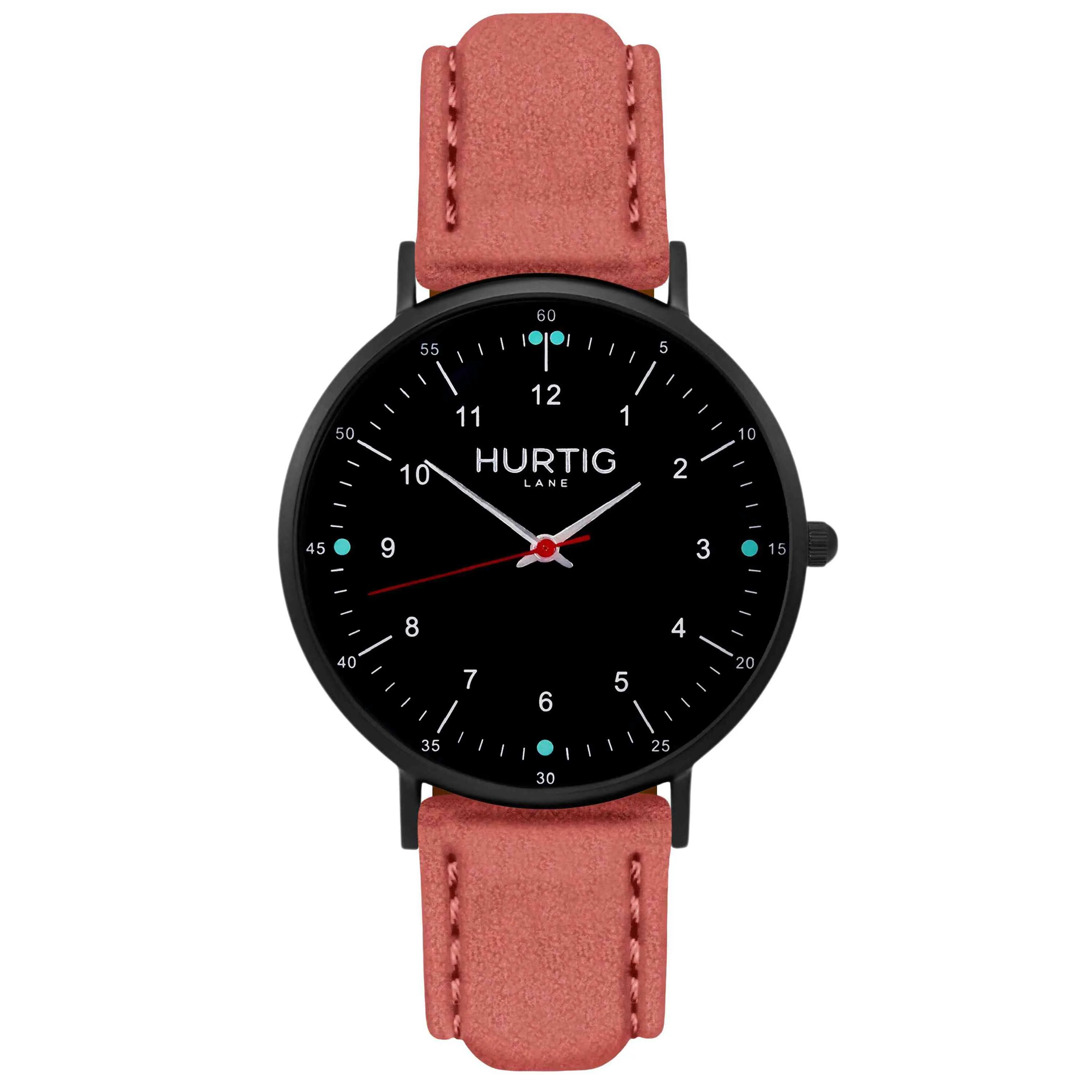 Moderna Vegan Suede Watch All Black & Forest Green