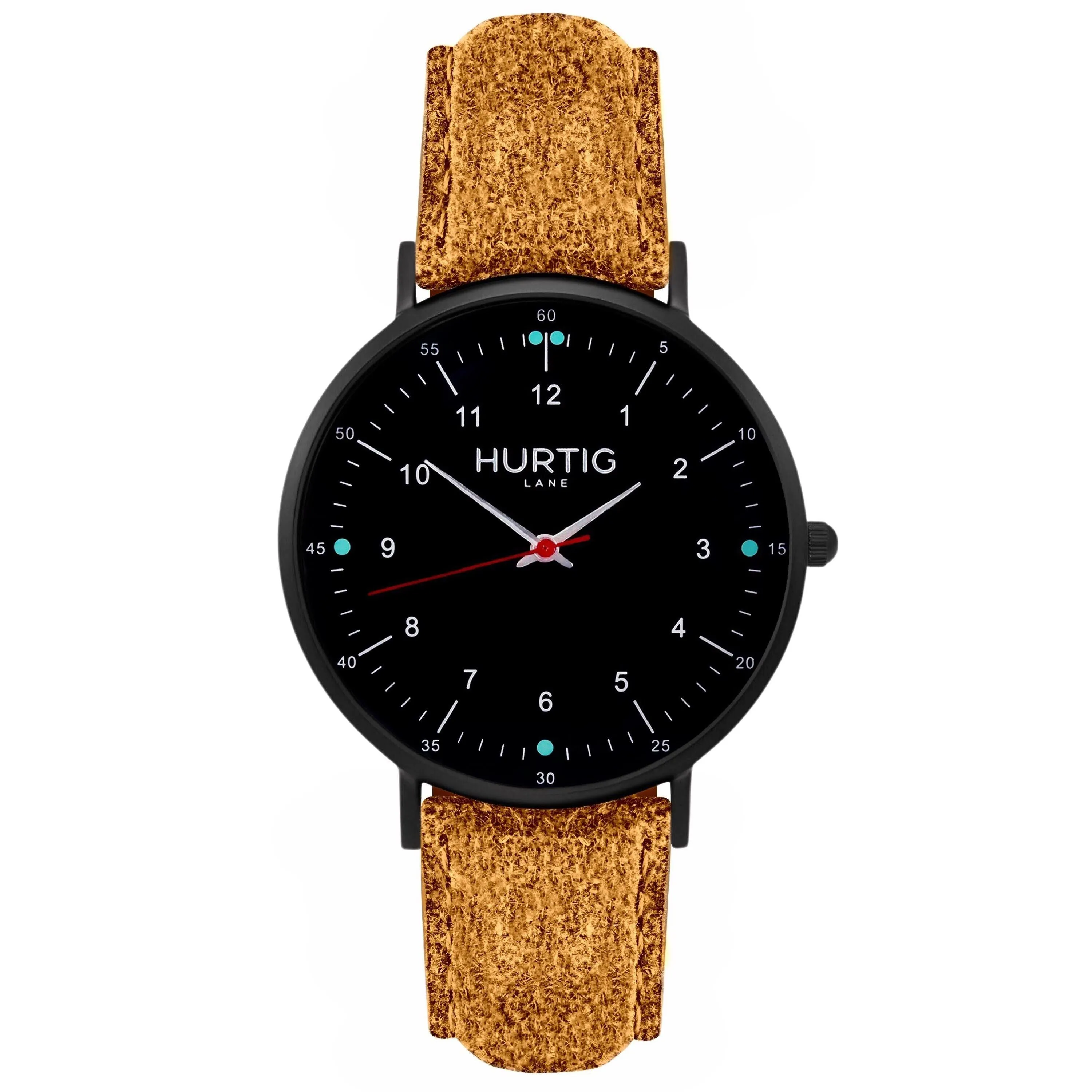 Moderna Vegan Suede Watch All Black & Forest Green