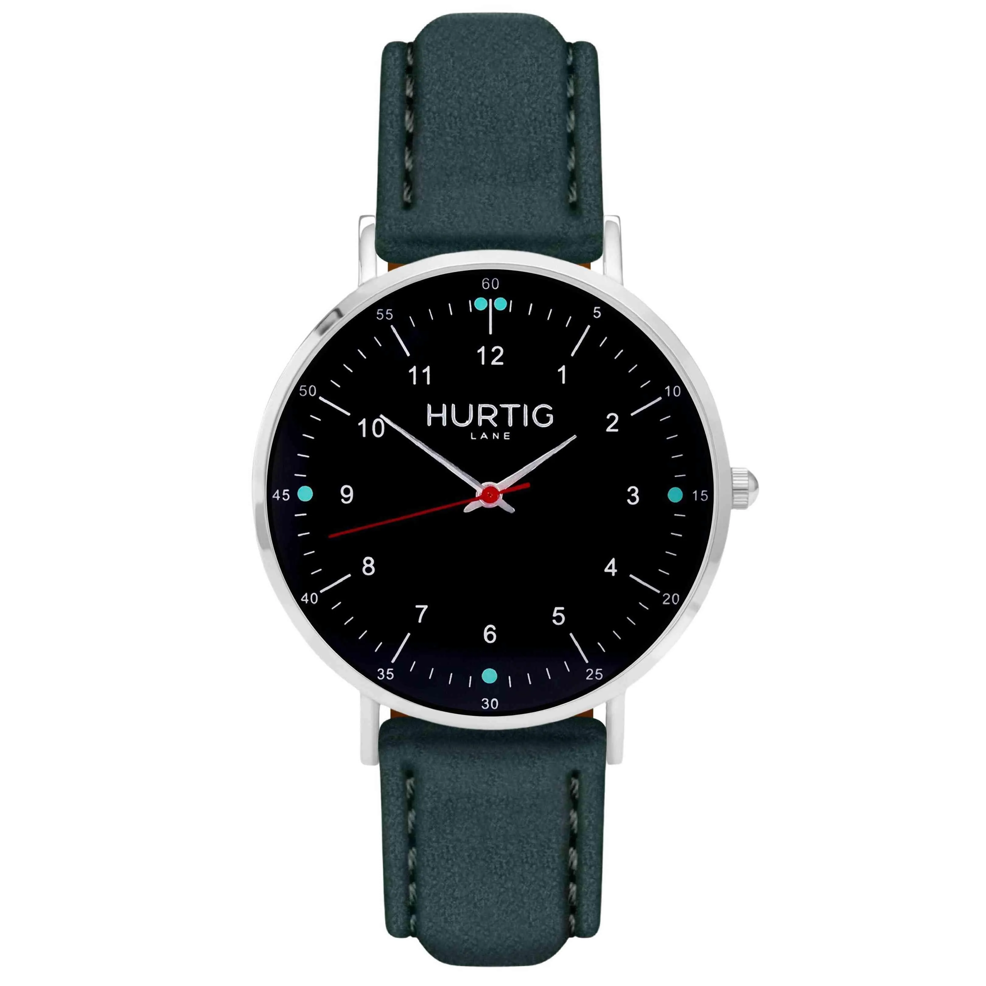 Moderna Vegan Suede Watch Silver, Black & Duck Egg