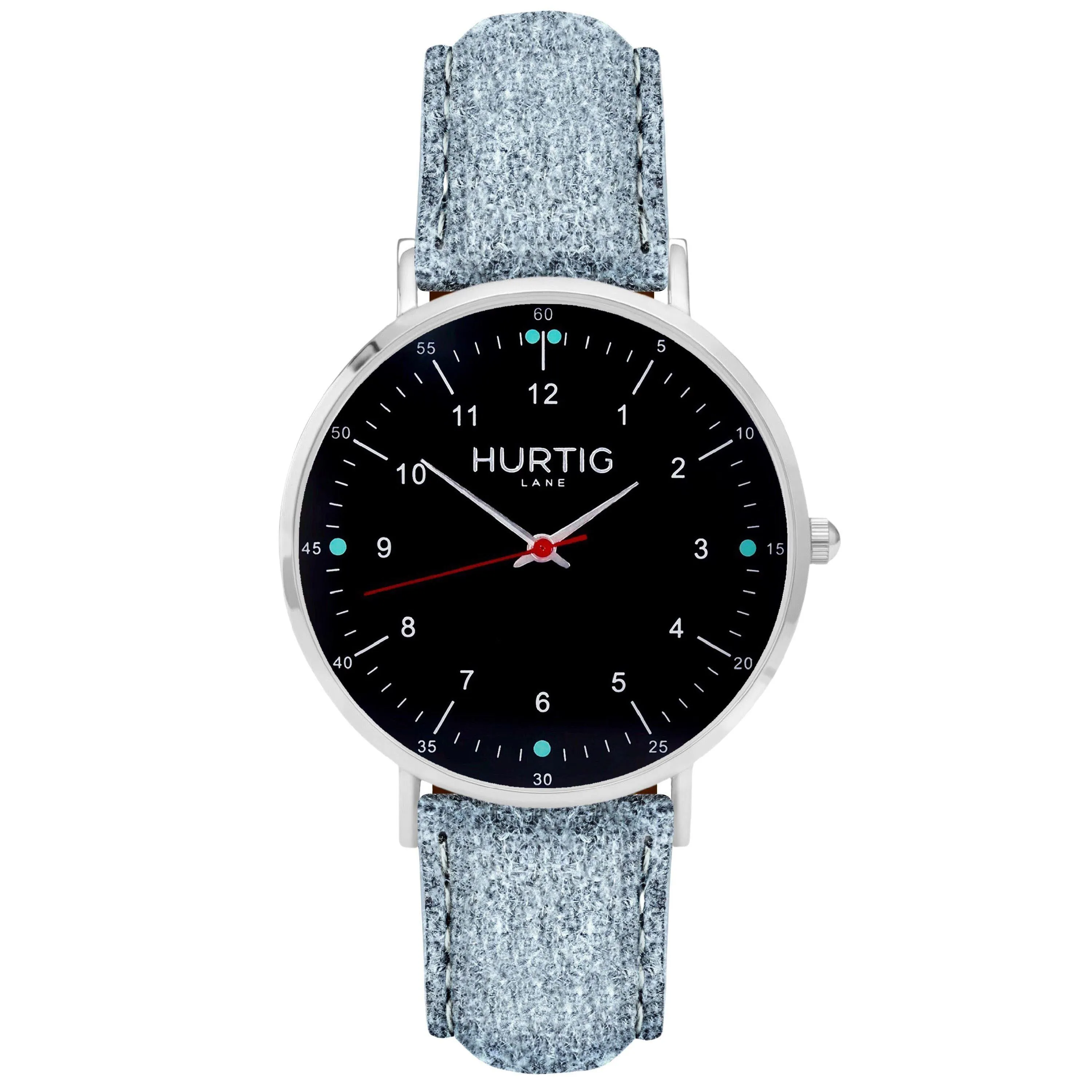 Moderna Vegan Suede Watch Silver, Black & Duck Egg