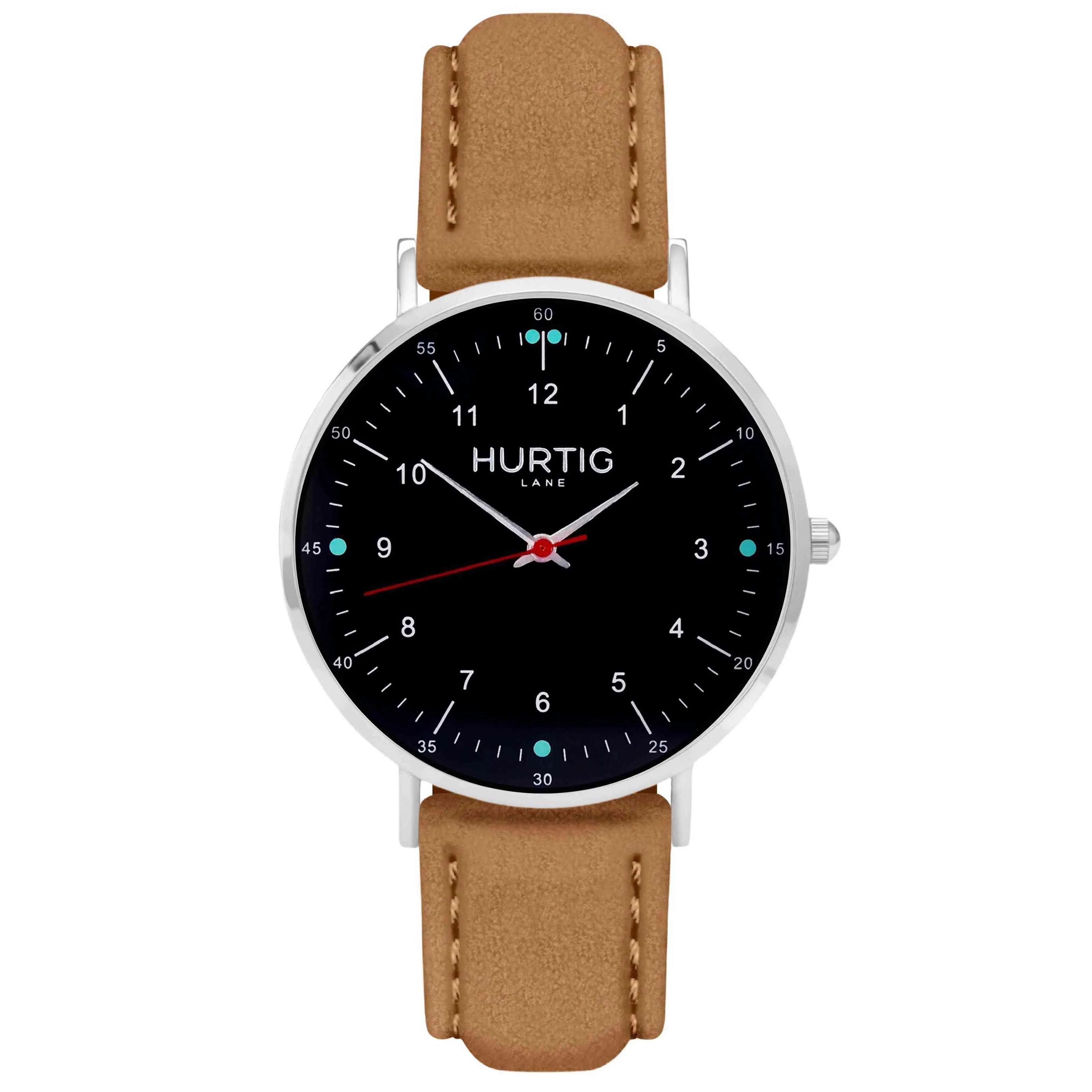 Moderna Vegan Suede Watch Silver, Black & Duck Egg